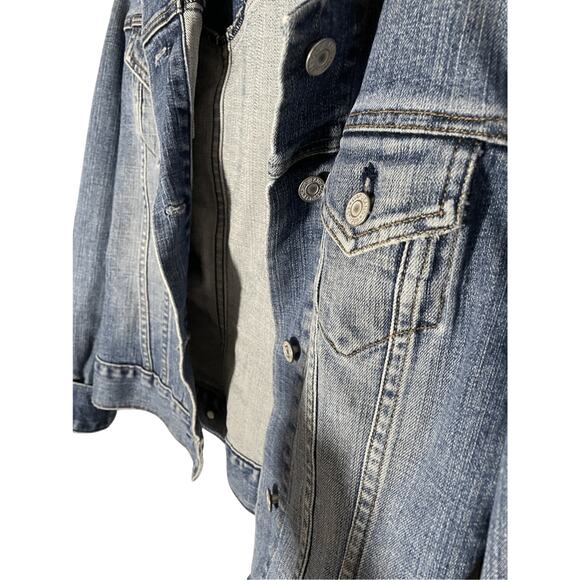 Gap Y2K Women's Trucker Denim Button Up Jacket Rugged Denimcore Medium Dark Wash - Picture 3 of 4
